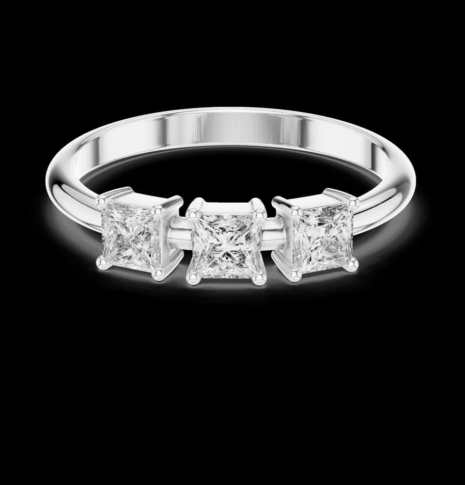 Three Stone Princess Lab Grown Diamond Ring - Image 2 Three Stone Princess Lab Grown Diamond Ring, view 2 of 6