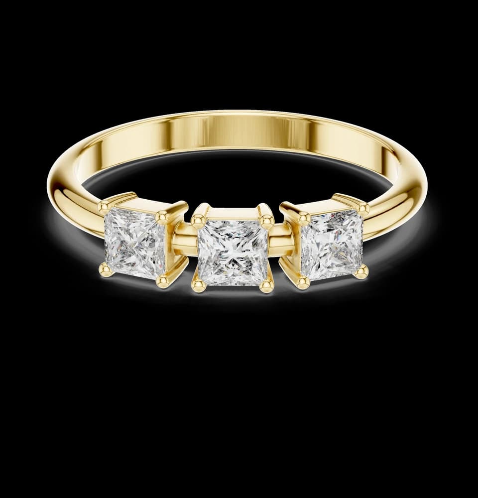Three Stone Princess Lab Grown Diamond Ring - Image 3 Three Stone Princess Lab Grown Diamond Ring, view 3 of 6