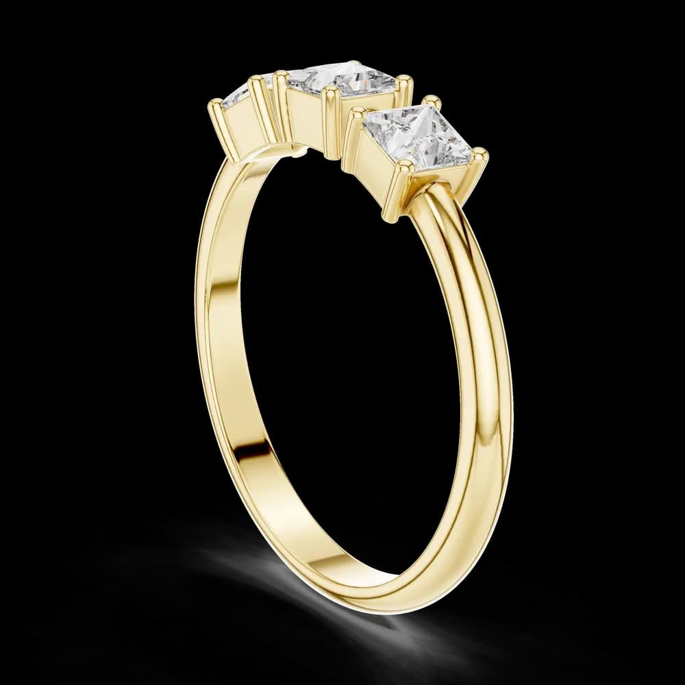 Three Stone Princess Lab Grown Diamond Ring - Image 4 Three Stone Princess Lab Grown Diamond Ring, view 4 of 6