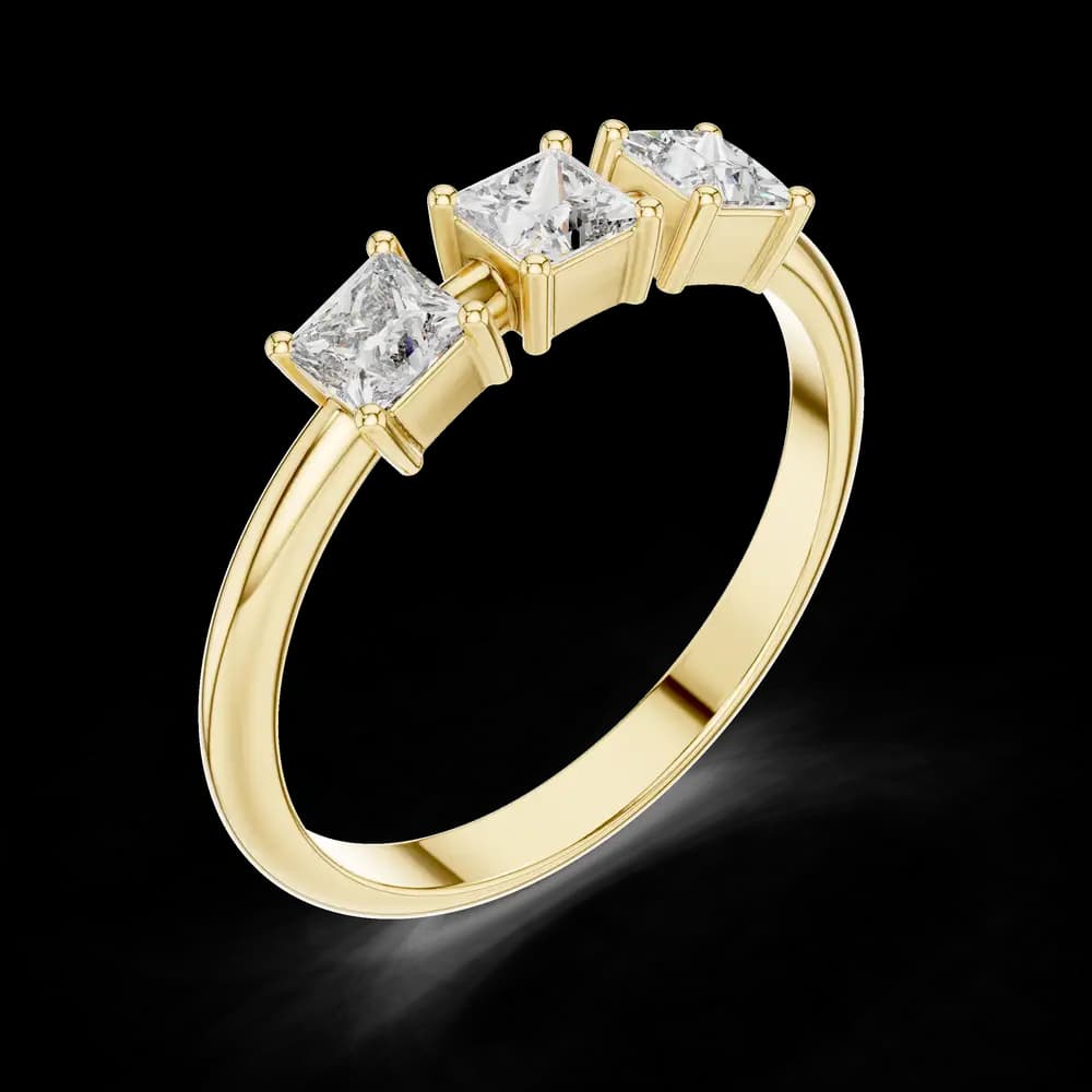 Three Stone Princess Lab Grown Diamond Ring - Image 5 Three Stone Princess Lab Grown Diamond Ring, view 5 of 6