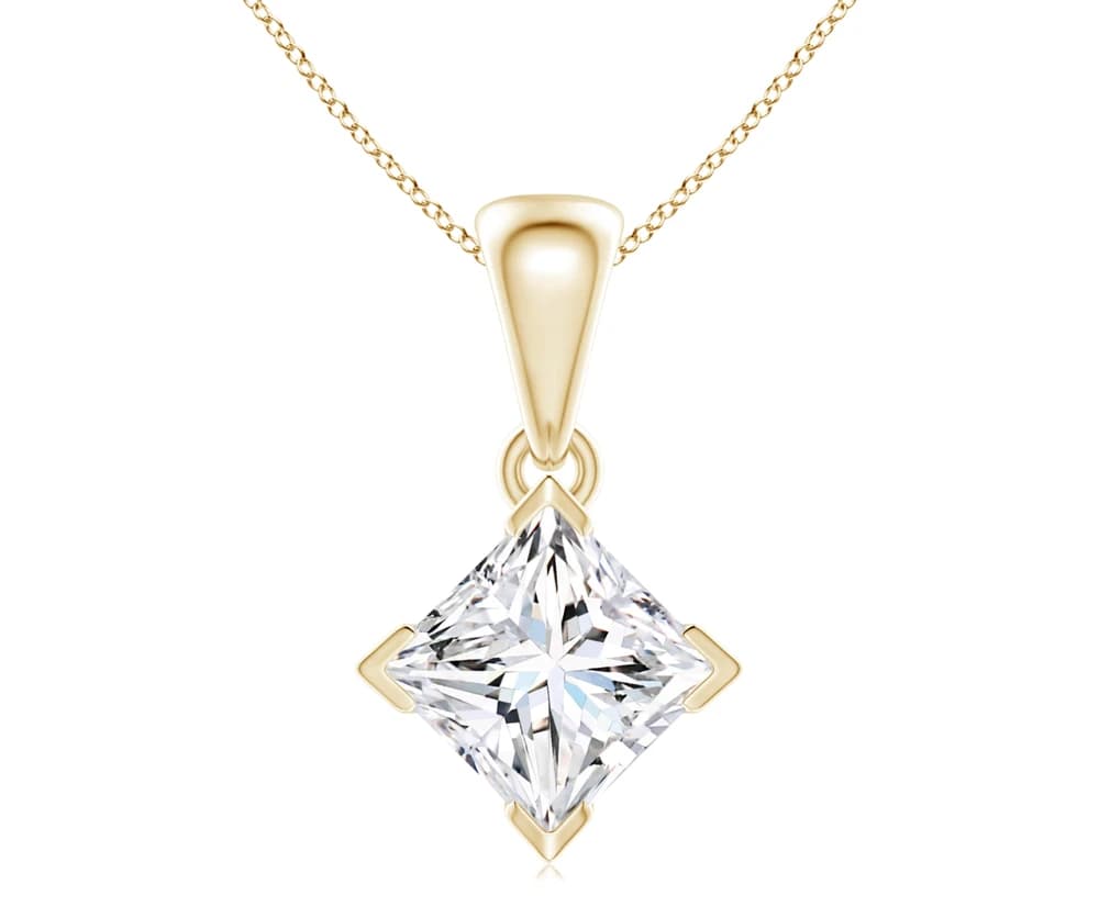 Princess Cut Lab Grown Diamond Solitaire Pendant - Image 1 Princess Cut Lab Grown Diamond Solitaire Pendant, view 1 of 4