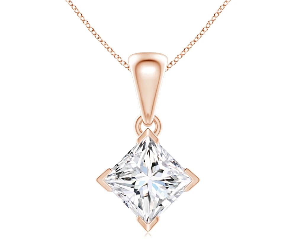 Princess Cut Lab Grown Diamond Solitaire Pendant - Image 3 Princess Cut Lab Grown Diamond Solitaire Pendant, view 3 of 4