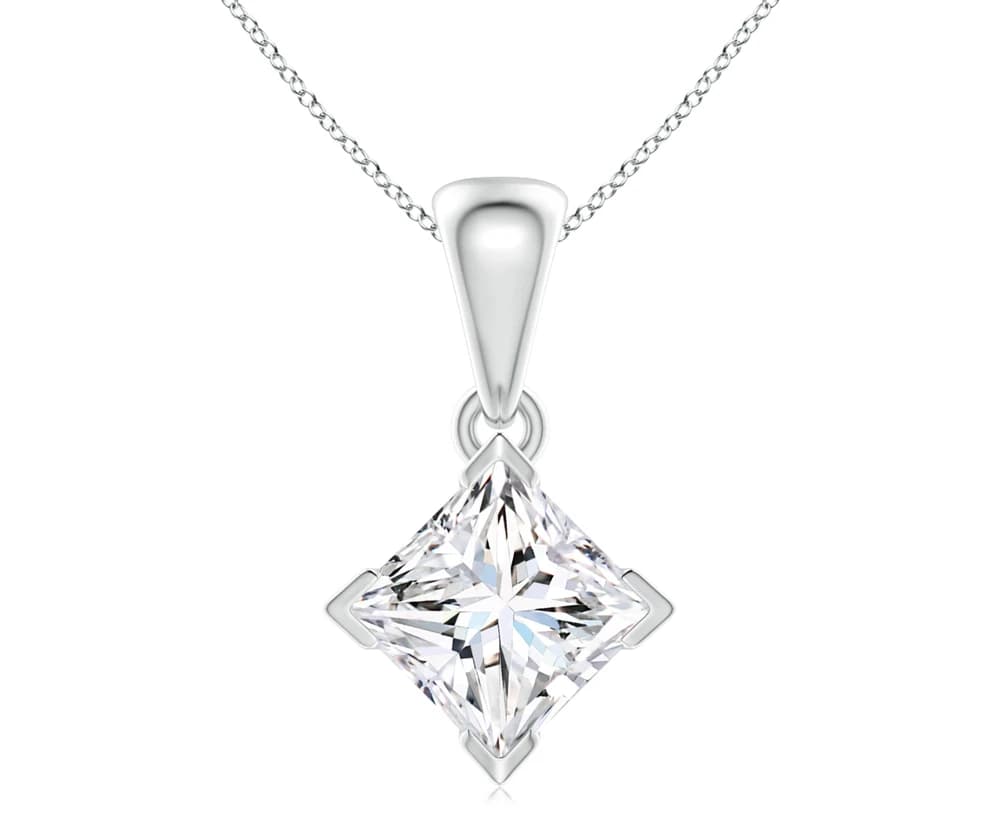 Princess Cut Lab Grown Diamond Solitaire Pendant - Image 4 Princess Cut Lab Grown Diamond Solitaire Pendant, view 4 of 4