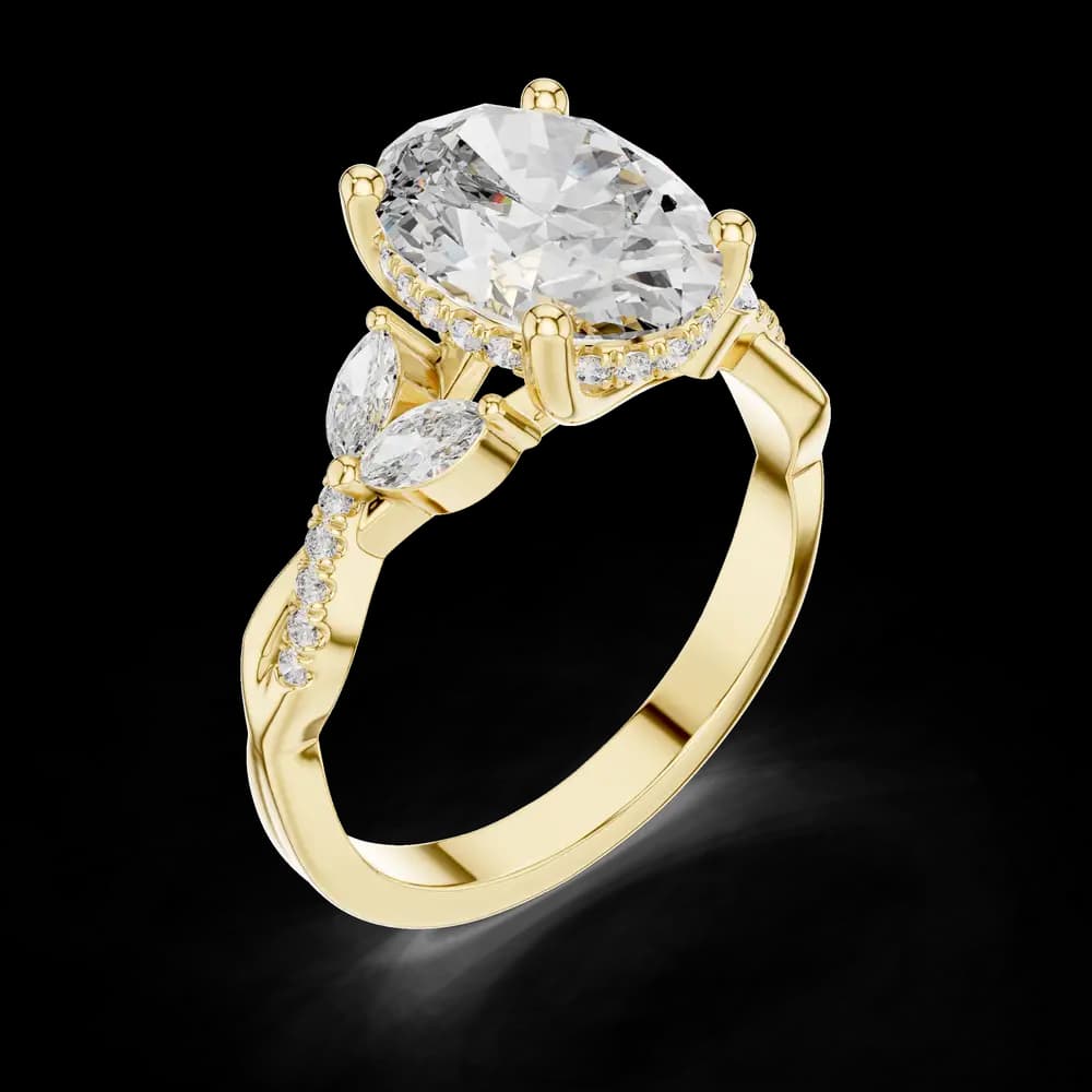 Oval Marquise Lab Grown Diamond Ring Setting - Image 5 Oval Marquise Lab Grown Diamond Ring Setting, view 5 of 6