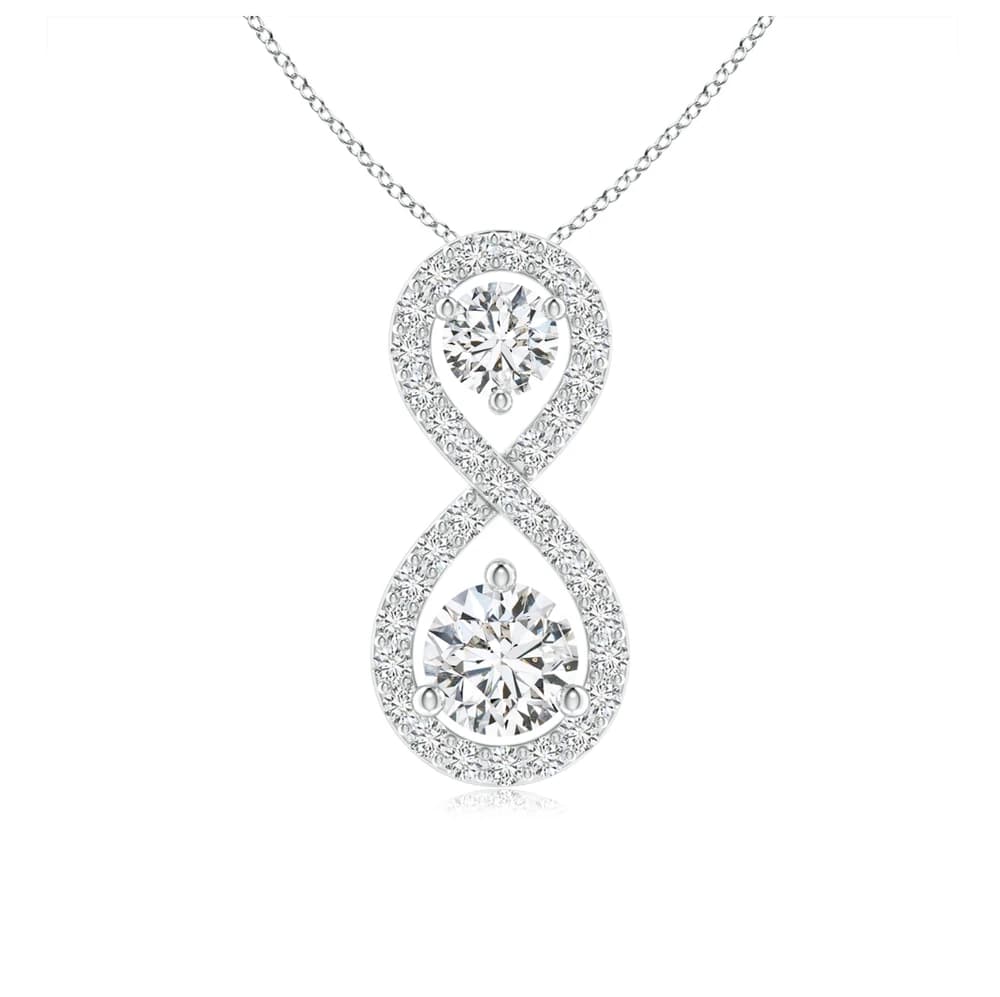 Prong-Set Double Lab Grown Diamond Infinity Pendant with Chain - Image 1 Prong-Set Double Lab Grown Diamond Infinity Pendant with Chain, view 1 of 4