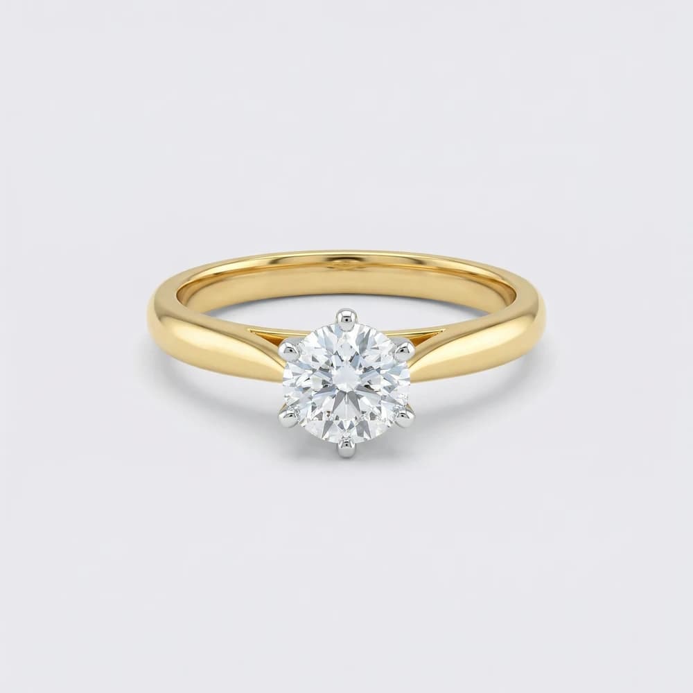 Six Prong Round Solitaire Lab Grown Diamond Ring - Image 1 Six Prong Round Solitaire Lab Grown Diamond Ring, view 1 of 2