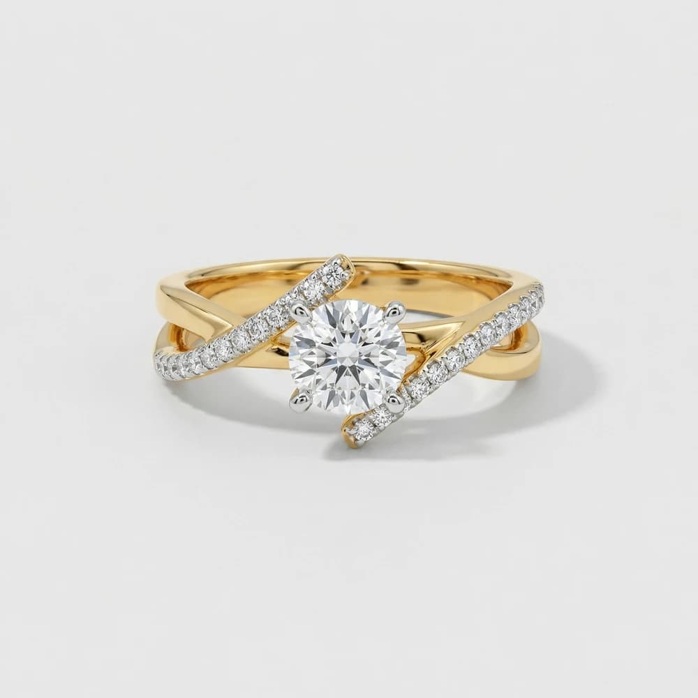 Modern Criss Cross Lab Grown Diamond Ring - Image 1 Modern Criss Cross Lab Grown Diamond Ring, view 1 of 2