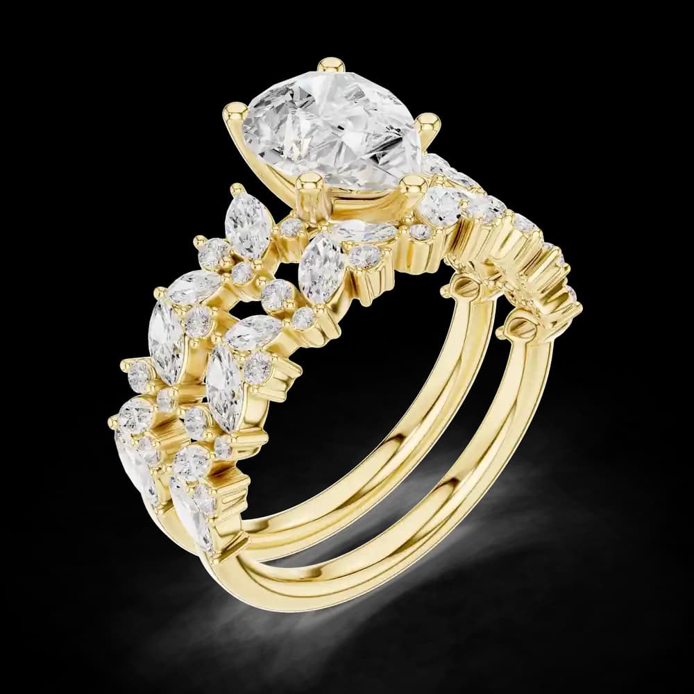 Pear Cut Cluster Lab Grown Diamond Ring - Image 5 Pear Cut Cluster Lab Grown Diamond Ring, view 5 of 6