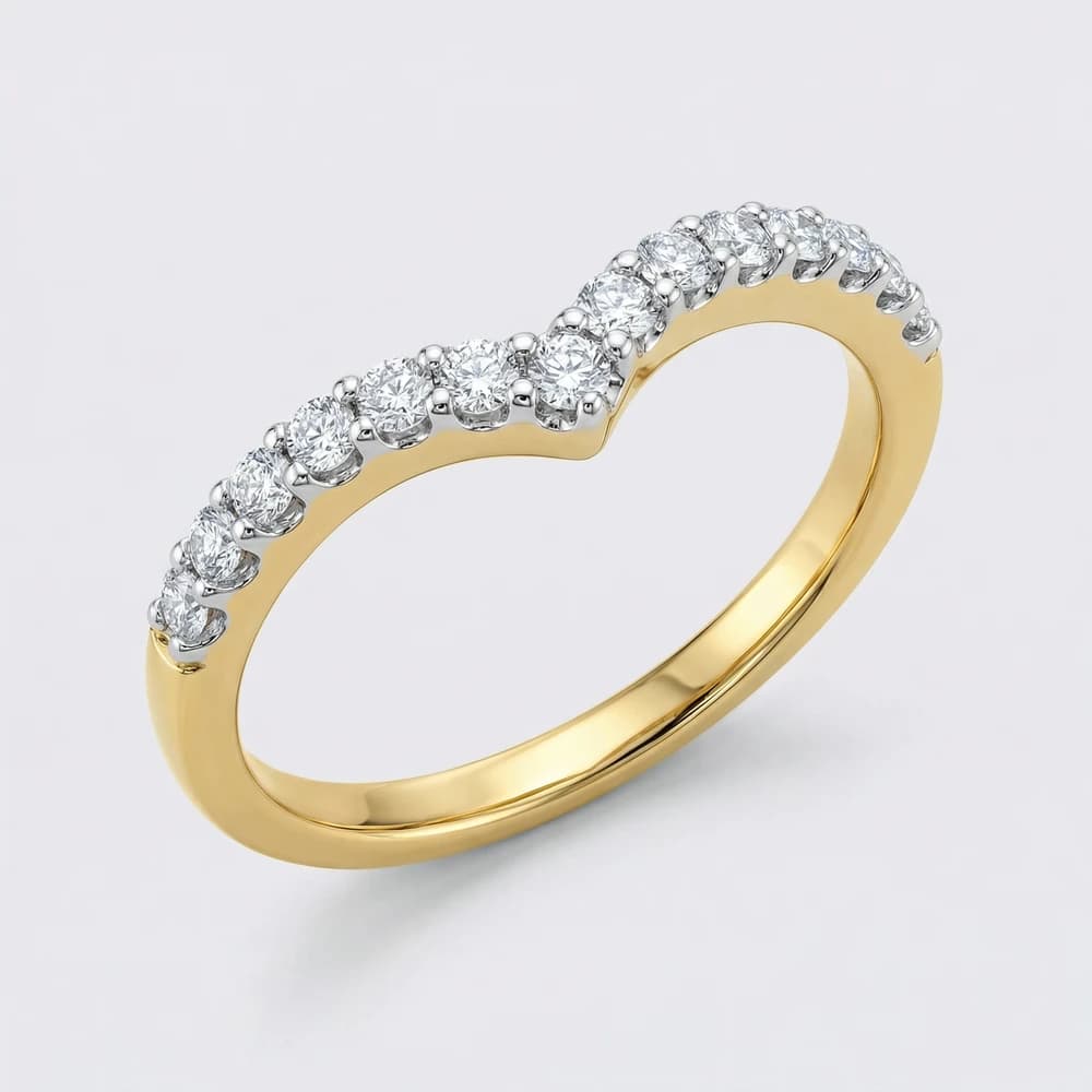 Curved Pave Diamond Band Lab Grown Diamond Ring - Image 1 Curved Pave Diamond Band Lab Grown Diamond Ring, view 1 of 1
