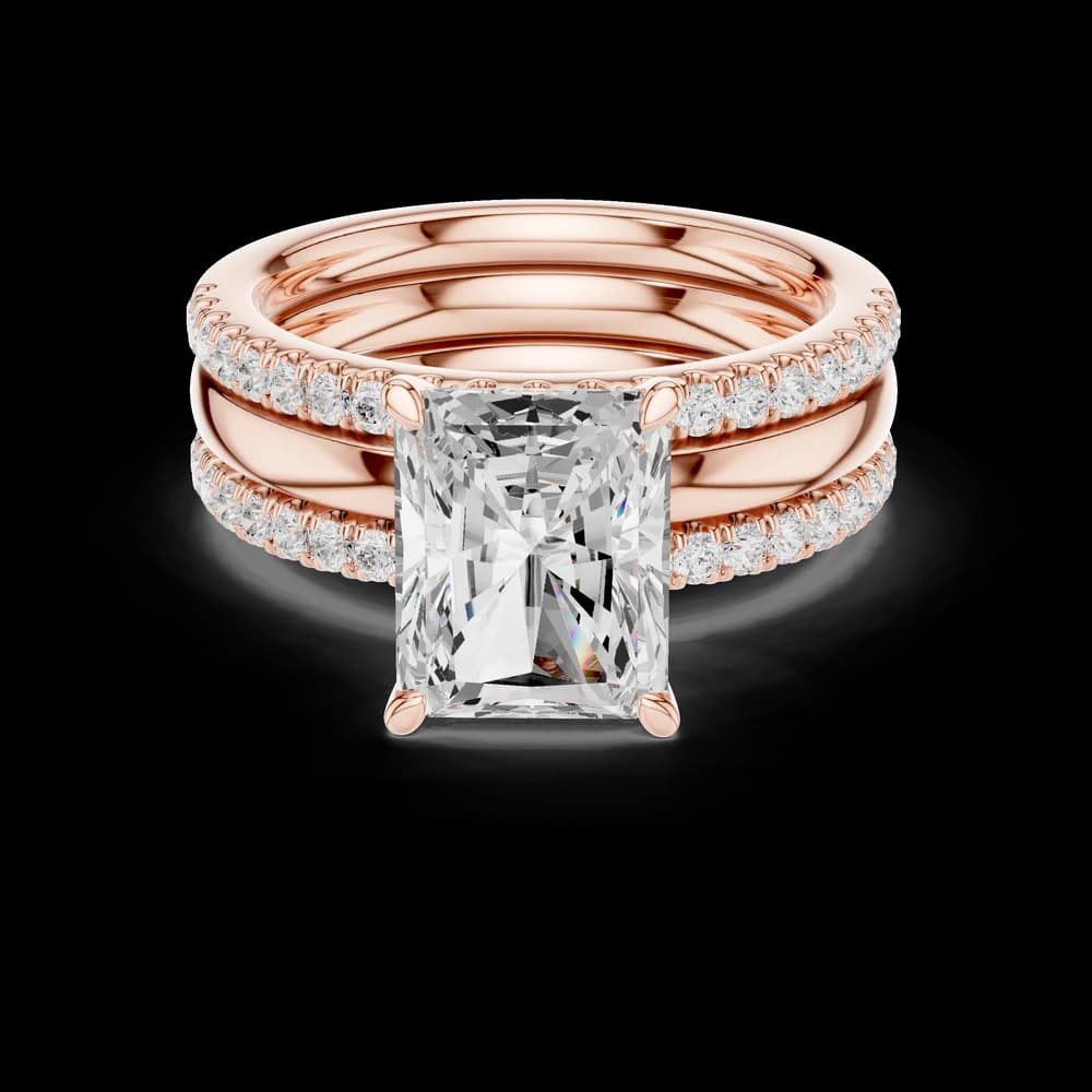 Wide Triple Band Radiant Lab Grown Diamond Ring - Image 1 Wide Triple Band Radiant Lab Grown Diamond Ring, view 1 of 6