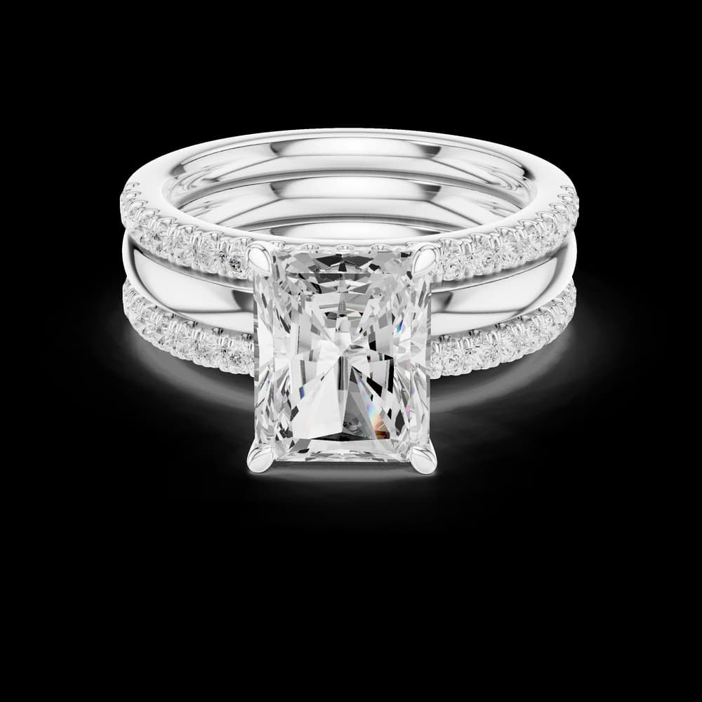 Wide Triple Band Radiant Lab Grown Diamond Ring - Image 2 Wide Triple Band Radiant Lab Grown Diamond Ring, view 2 of 6