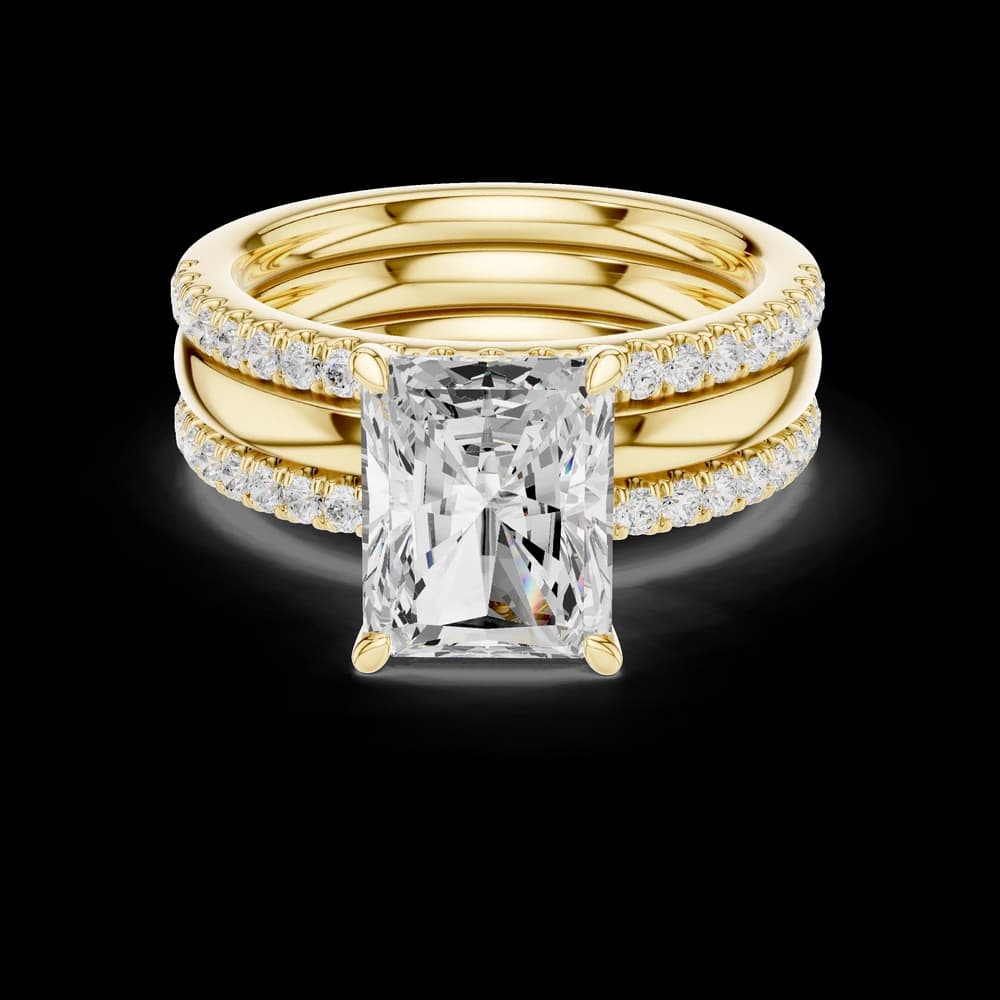 Wide Triple Band Radiant Lab Grown Diamond Ring - Image 3 Wide Triple Band Radiant Lab Grown Diamond Ring, view 3 of 6
