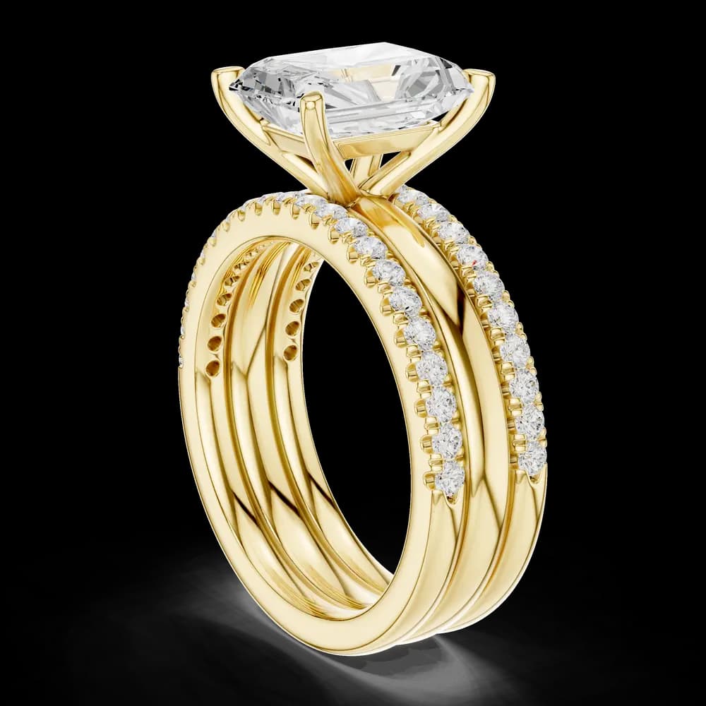 Wide Triple Band Radiant Lab Grown Diamond Ring - Image 4 Wide Triple Band Radiant Lab Grown Diamond Ring, view 4 of 6