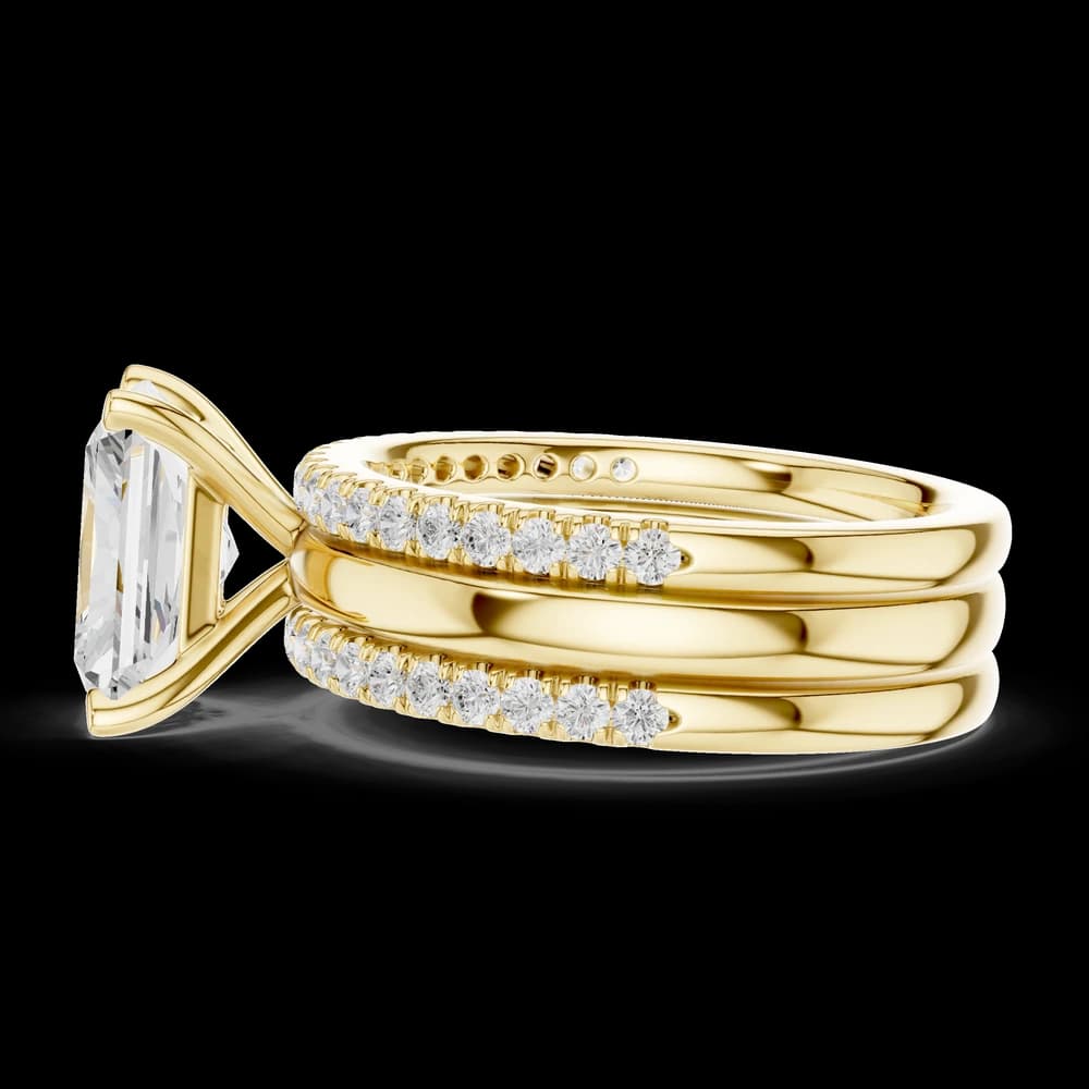 Wide Triple Band Radiant Lab Grown Diamond Ring - Image 6 Wide Triple Band Radiant Lab Grown Diamond Ring, view 6 of 6