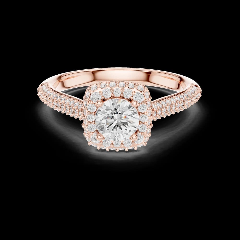 Double Halo Pave Round Lab Grown Diamond Ring - Image 1 Double Halo Pave Round Lab Grown Diamond Ring, view 1 of 6