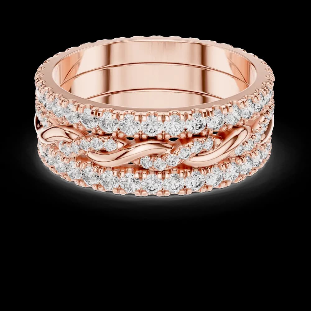 Triple-Row Twisted Vine Diamond Statement Band - Image 1 Triple-Row Twisted Vine Diamond Statement Band, view 1 of 6