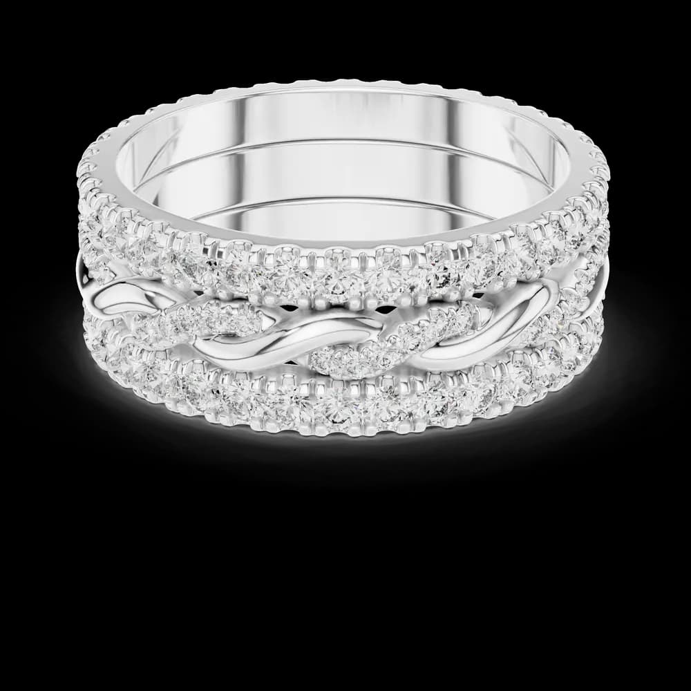 Triple-Row Twisted Vine Diamond Statement Band - Image 2 Triple-Row Twisted Vine Diamond Statement Band, view 2 of 6