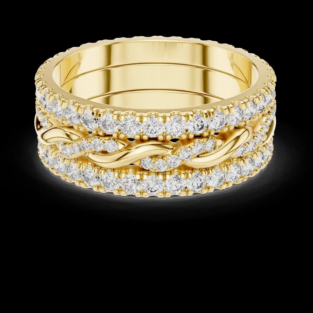 Triple-Row Twisted Vine Diamond Statement Band - Image 3 Triple-Row Twisted Vine Diamond Statement Band, view 3 of 6