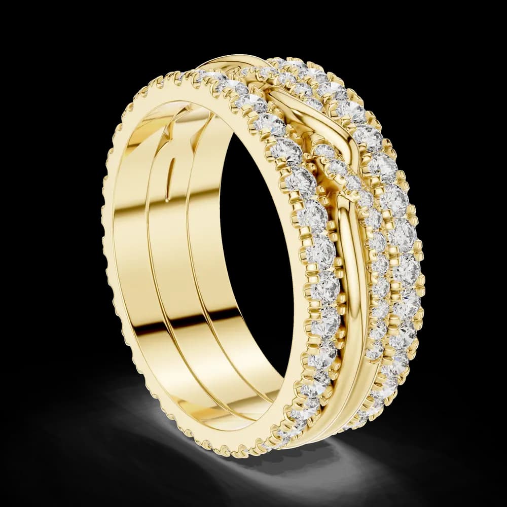 Triple-Row Twisted Vine Diamond Statement Band - Image 4 Triple-Row Twisted Vine Diamond Statement Band, view 4 of 6