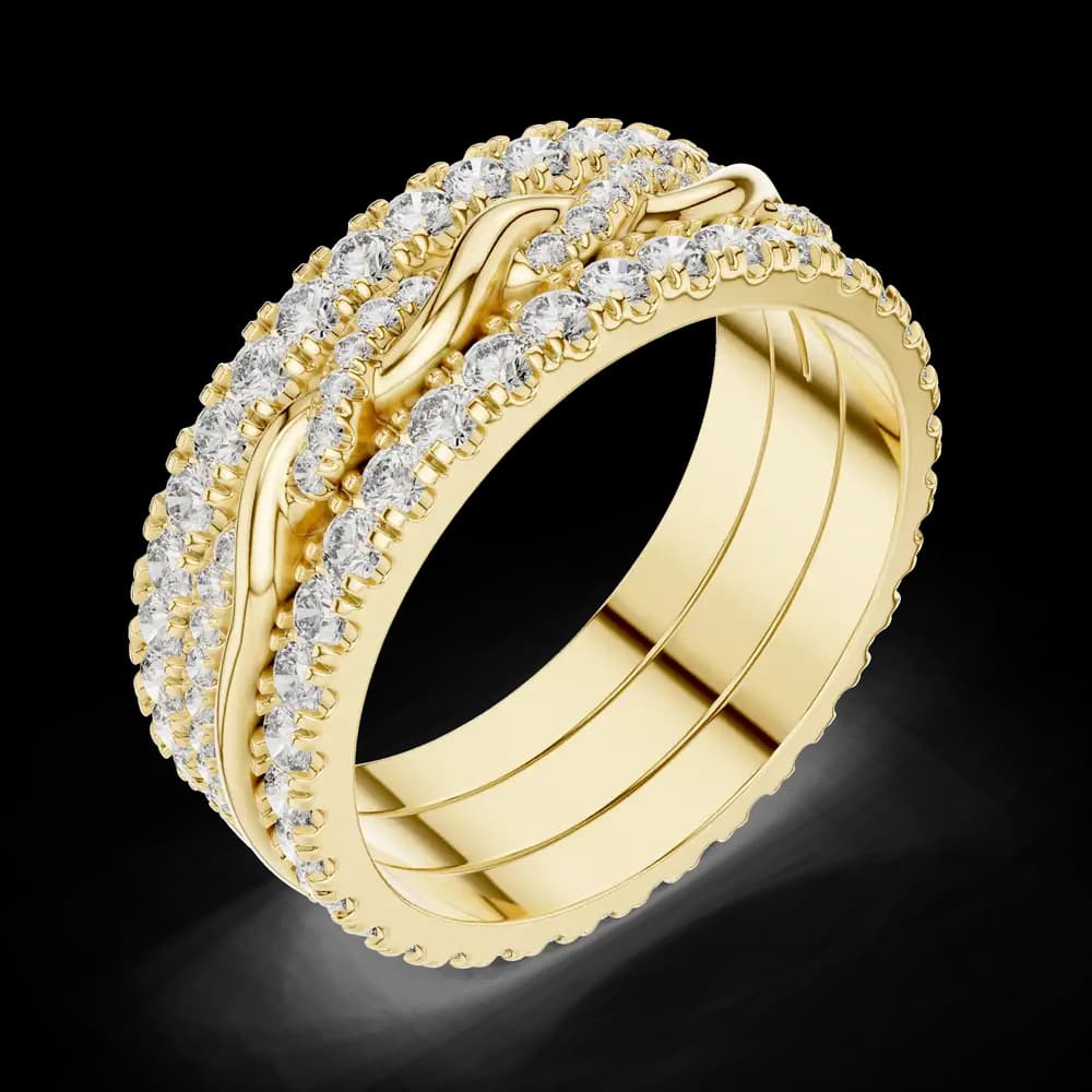 Triple-Row Twisted Vine Diamond Statement Band - Image 5 Triple-Row Twisted Vine Diamond Statement Band, view 5 of 6
