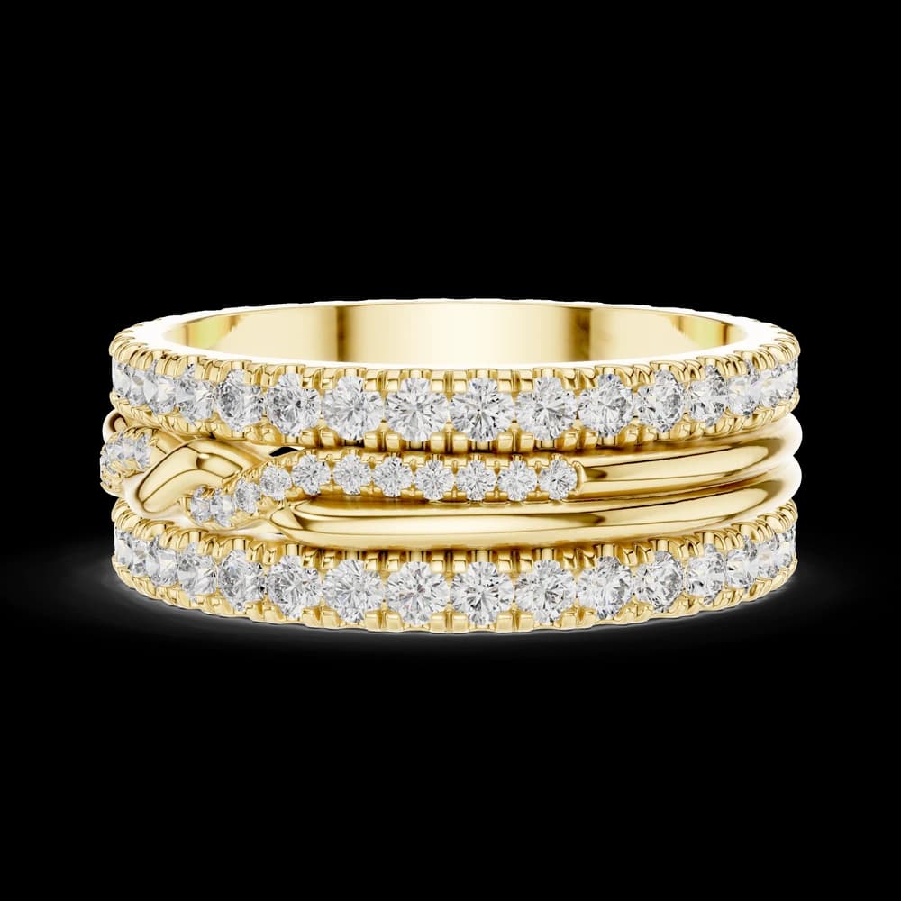 Triple-Row Twisted Vine Diamond Statement Band - Image 6 Triple-Row Twisted Vine Diamond Statement Band, view 6 of 6