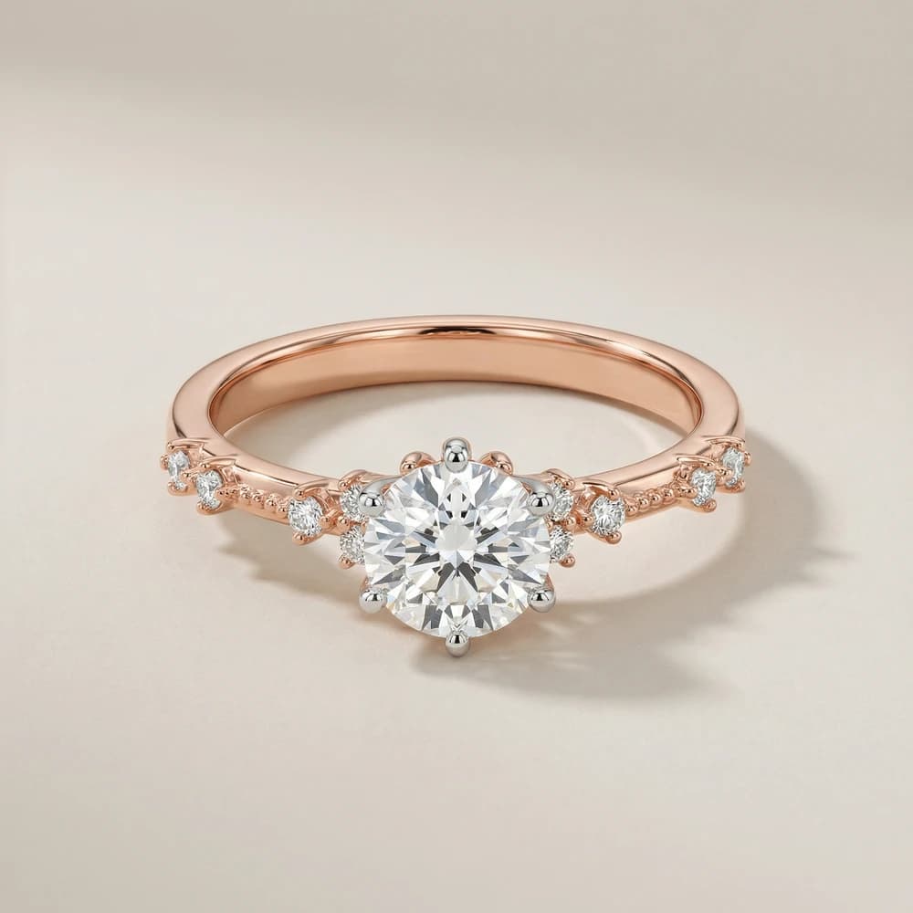 Floral Accent Lab Grown Diamond Ring - Image 1 Floral Accent Lab Grown Diamond Ring, view 1 of 2