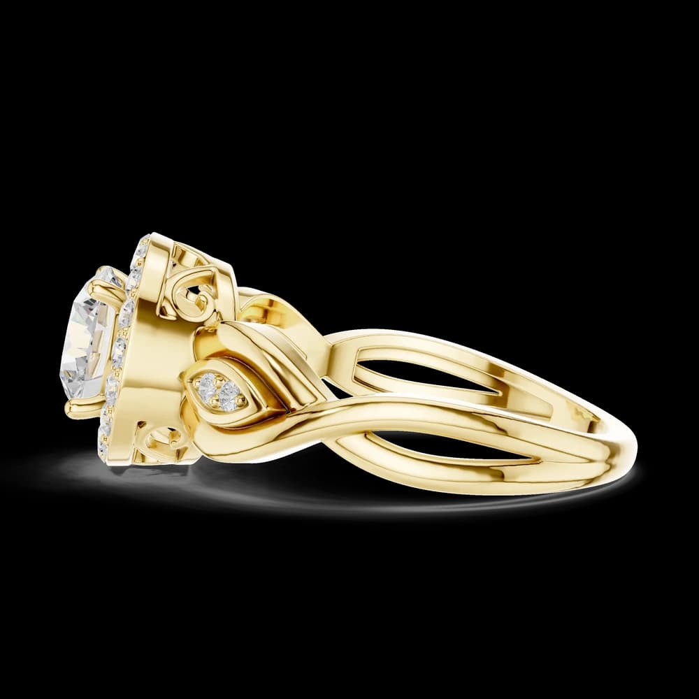 Twisted Leaf Halo Round Soliatire Ring - Image 6 Twisted Leaf Halo Round Soliatire Ring, view 6 of 6