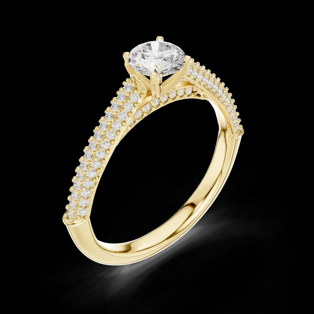 Round Pavé Triple Band Lab Grown Diamond Ring - Image 5 Round Pavé Triple Band Lab Grown Diamond Ring, view 5 of 6