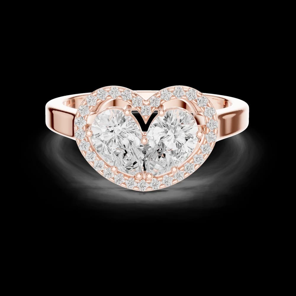 Dual Pear Heart Cluster Lab Grown Diamond Ring - Image 1 Dual Pear Heart Cluster Lab Grown Diamond Ring, view 1 of 6