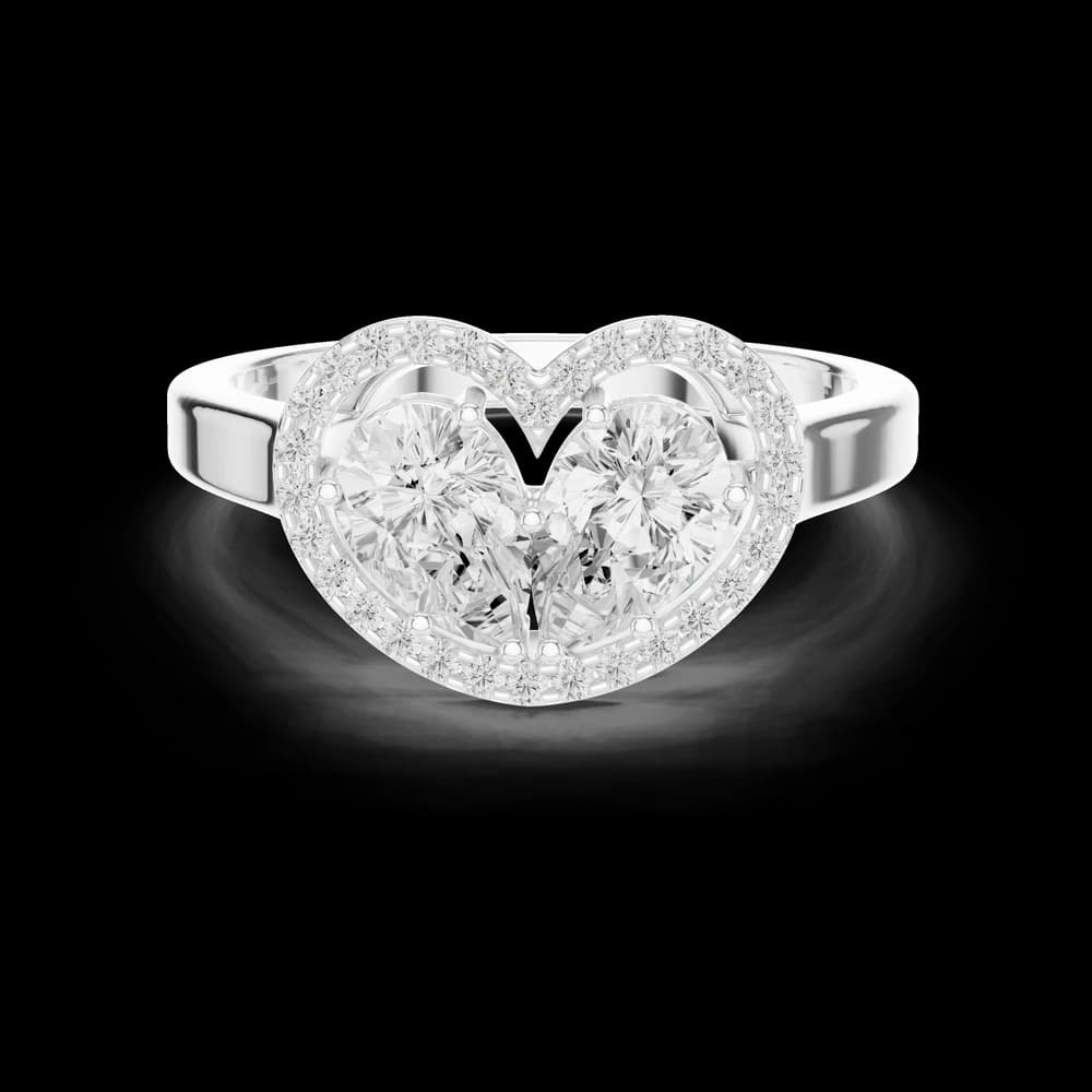 Dual Pear Heart Cluster Lab Grown Diamond Ring - Image 2 Dual Pear Heart Cluster Lab Grown Diamond Ring, view 2 of 6