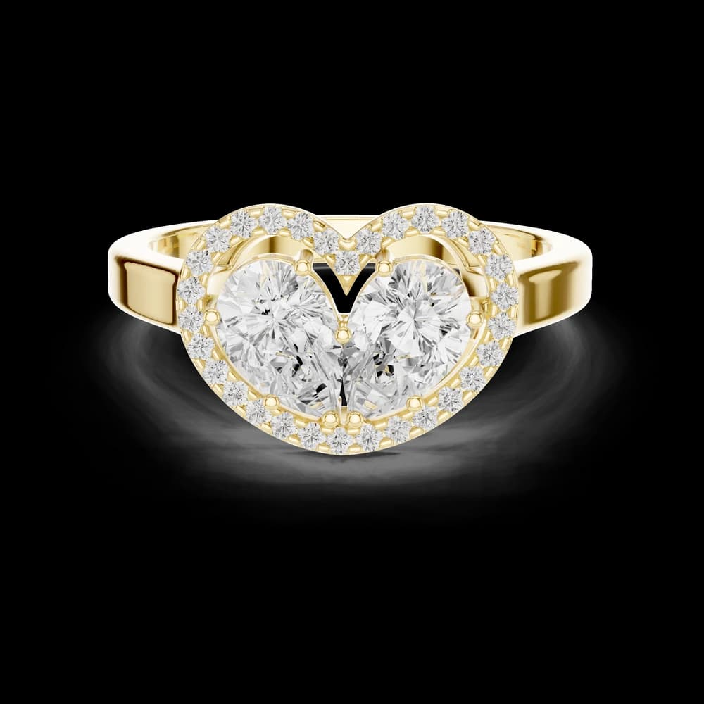 Dual Pear Heart Cluster Lab Grown Diamond Ring - Image 3 Dual Pear Heart Cluster Lab Grown Diamond Ring, view 3 of 6