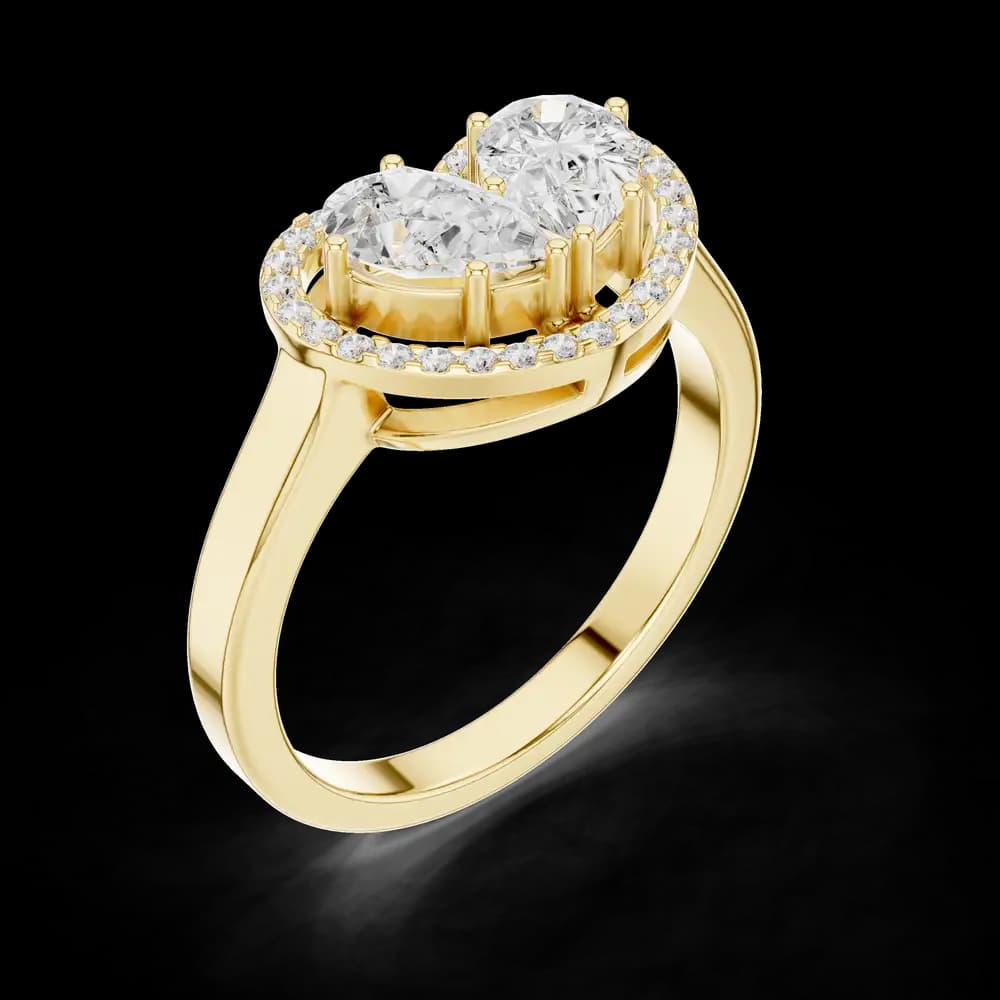 Dual Pear Heart Cluster Lab Grown Diamond Ring - Image 5 Dual Pear Heart Cluster Lab Grown Diamond Ring, view 5 of 6