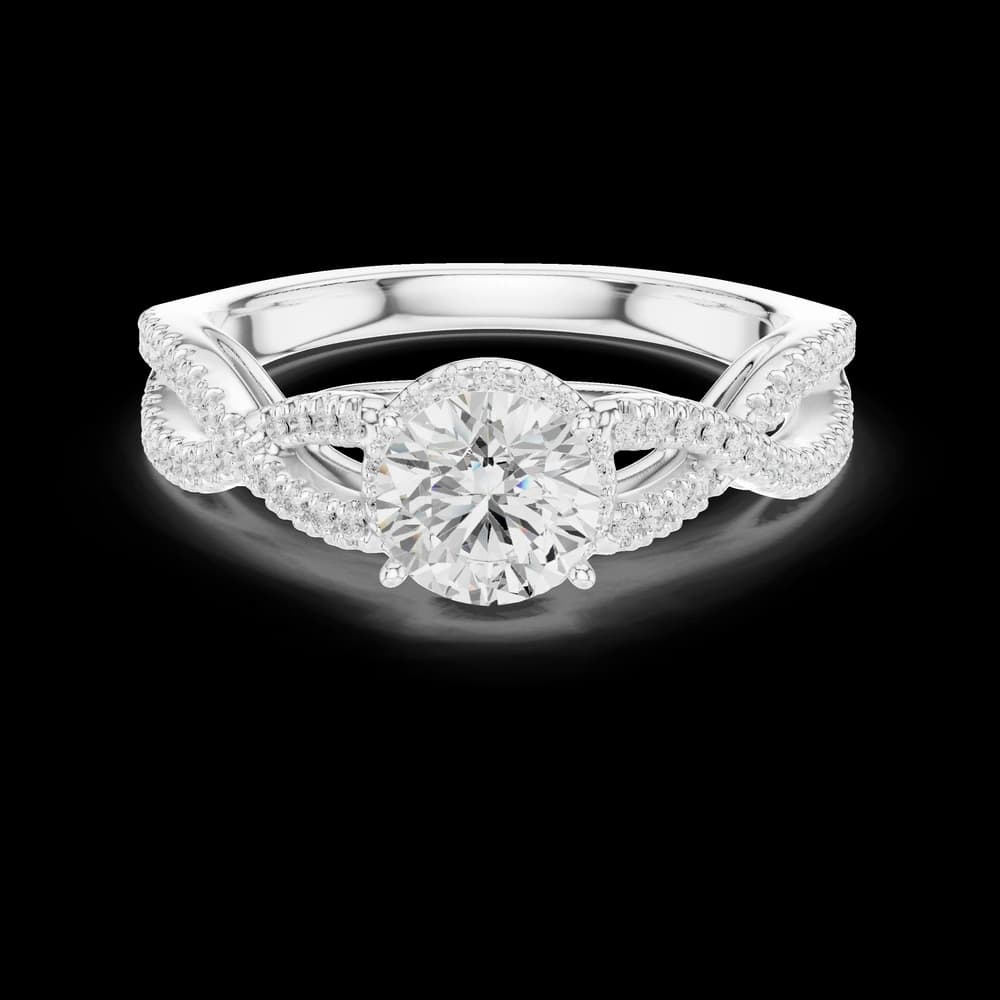 Woven Halo Round Lab Grown Diamond Ring - Image 2 Woven Halo Round Lab Grown Diamond Ring, view 2 of 6