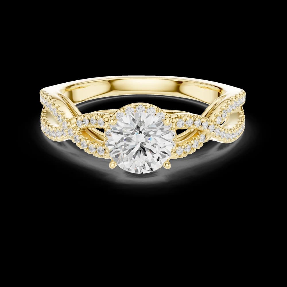 Woven Halo Round Lab Grown Diamond Ring - Image 3 Woven Halo Round Lab Grown Diamond Ring, view 3 of 6