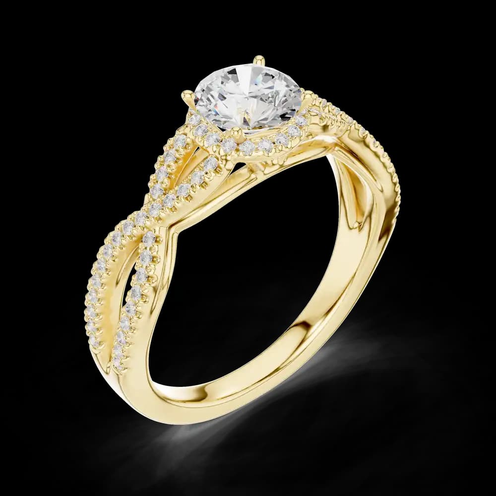 Woven Halo Round Lab Grown Diamond Ring - Image 5 Woven Halo Round Lab Grown Diamond Ring, view 5 of 6