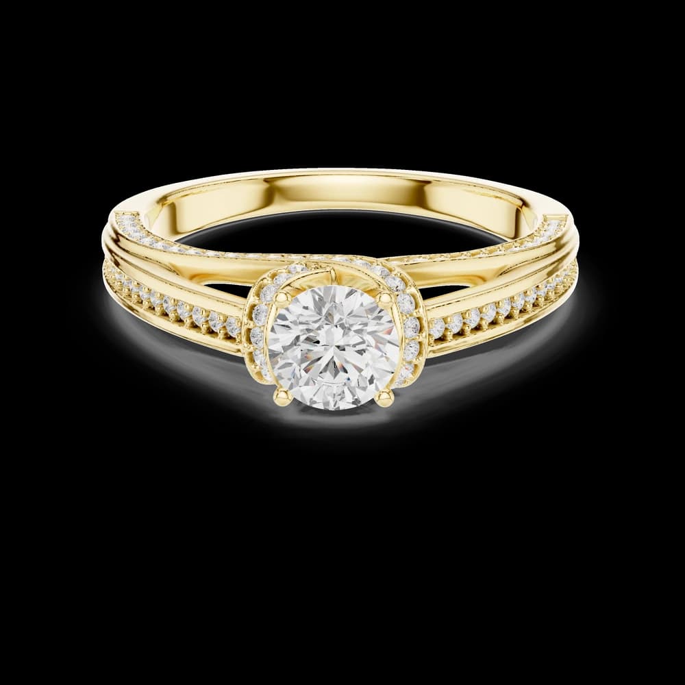 Round Cut Halo Pavé Split Shank Lab Grown Diamond Ring - Image 3 Round Cut Halo Pavé Split Shank Lab Grown Diamond Ring, view 3 of 6