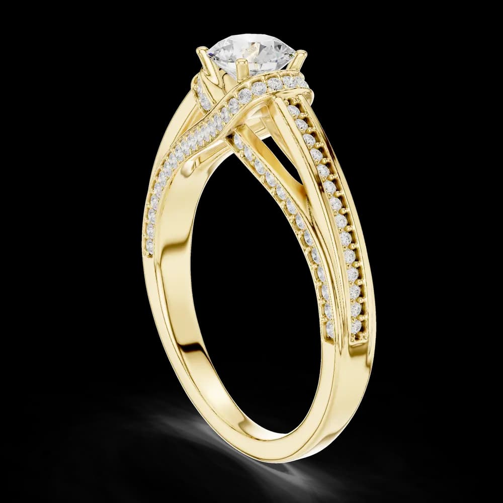Round Cut Halo Pavé Split Shank Lab Grown Diamond Ring - Image 4 Round Cut Halo Pavé Split Shank Lab Grown Diamond Ring, view 4 of 6