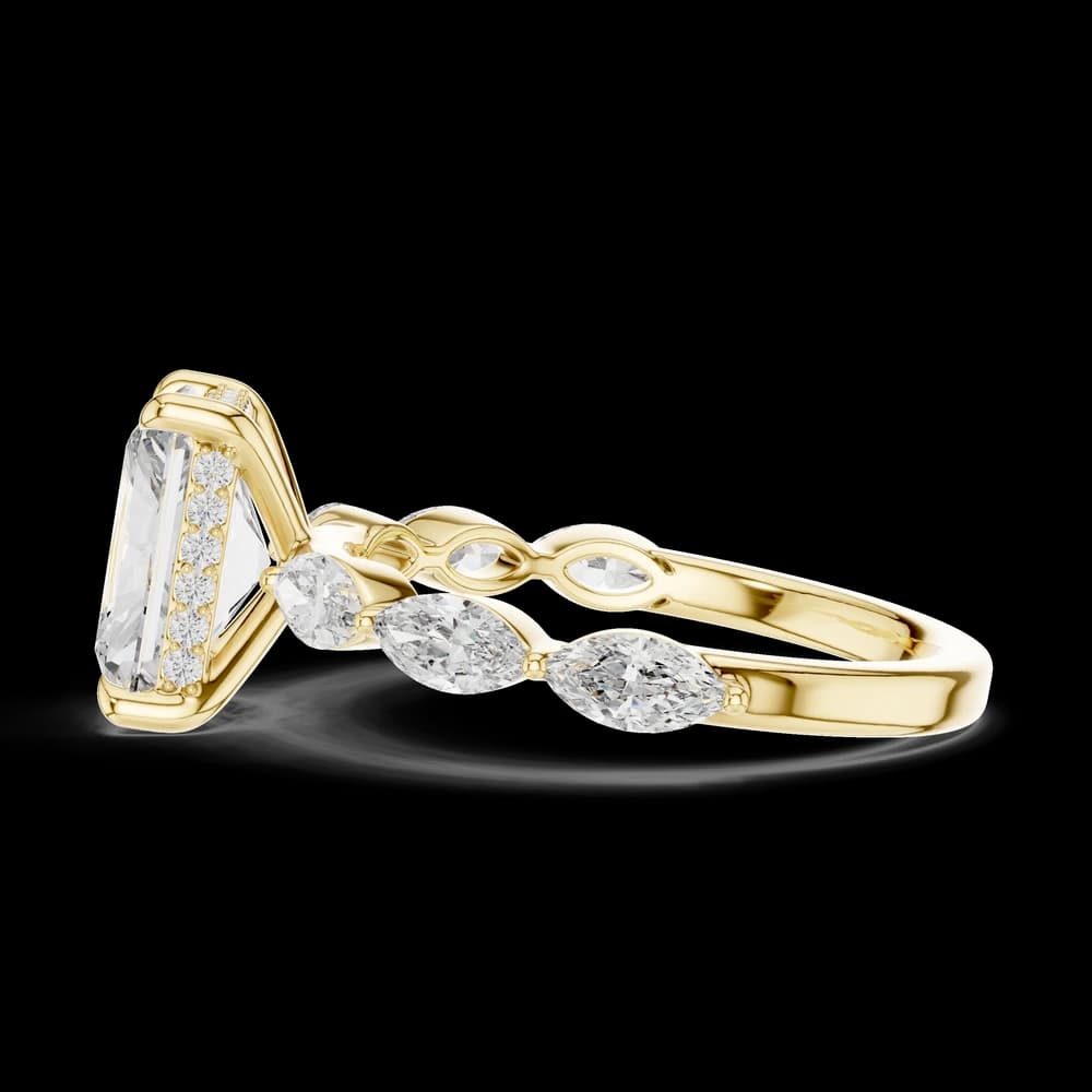 Radiant Cut Marquise Side Stone Lab Grown Diamond Ring - Image 6 Radiant Cut Marquise Side Stone Lab Grown Diamond Ring, view 6 of 6