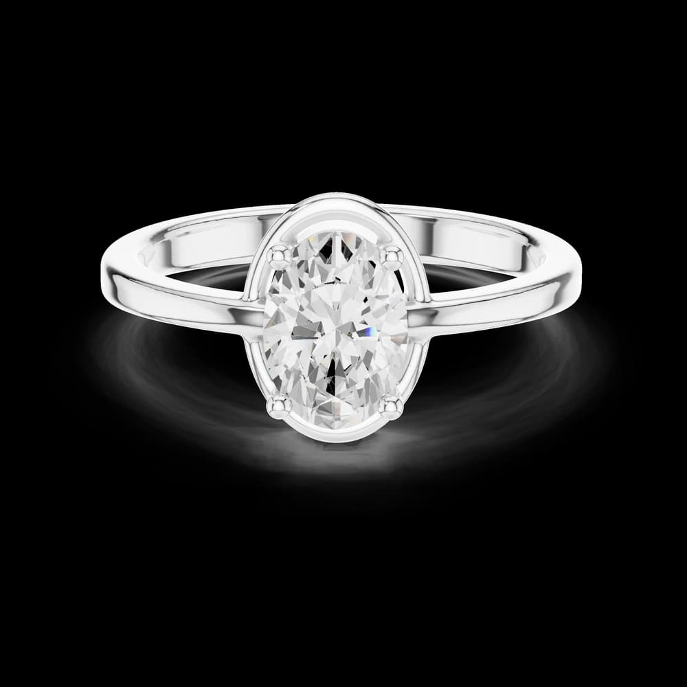 Classic Oval Diamond Bezel Ring - Image 2 Classic Oval Diamond Bezel Ring, view 2 of 7