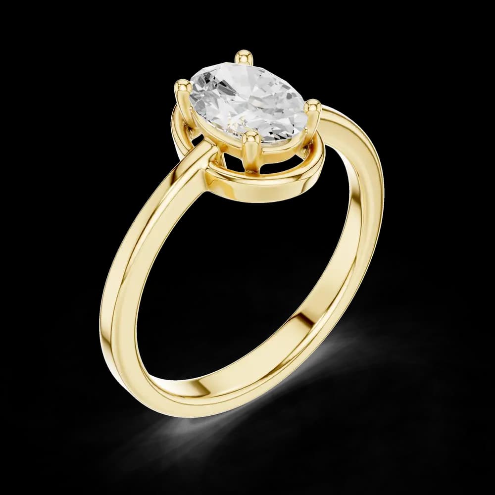 Classic Oval Diamond Bezel Ring - Image 6 Classic Oval Diamond Bezel Ring, view 6 of 7