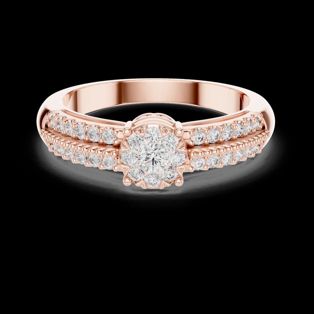 Round Cluster Double Row Lab Grown Diamond Ring - Image 1 Round Cluster Double Row Lab Grown Diamond Ring, view 1 of 6