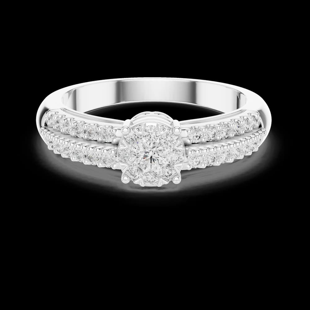Round Cluster Double Row Lab Grown Diamond Ring - Image 2 Round Cluster Double Row Lab Grown Diamond Ring, view 2 of 6