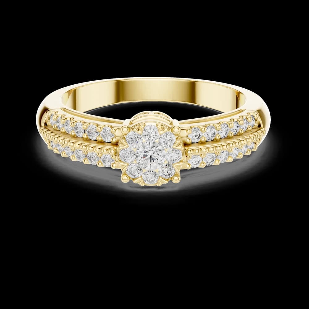 Round Cluster Double Row Lab Grown Diamond Ring - Image 3 Round Cluster Double Row Lab Grown Diamond Ring, view 3 of 6