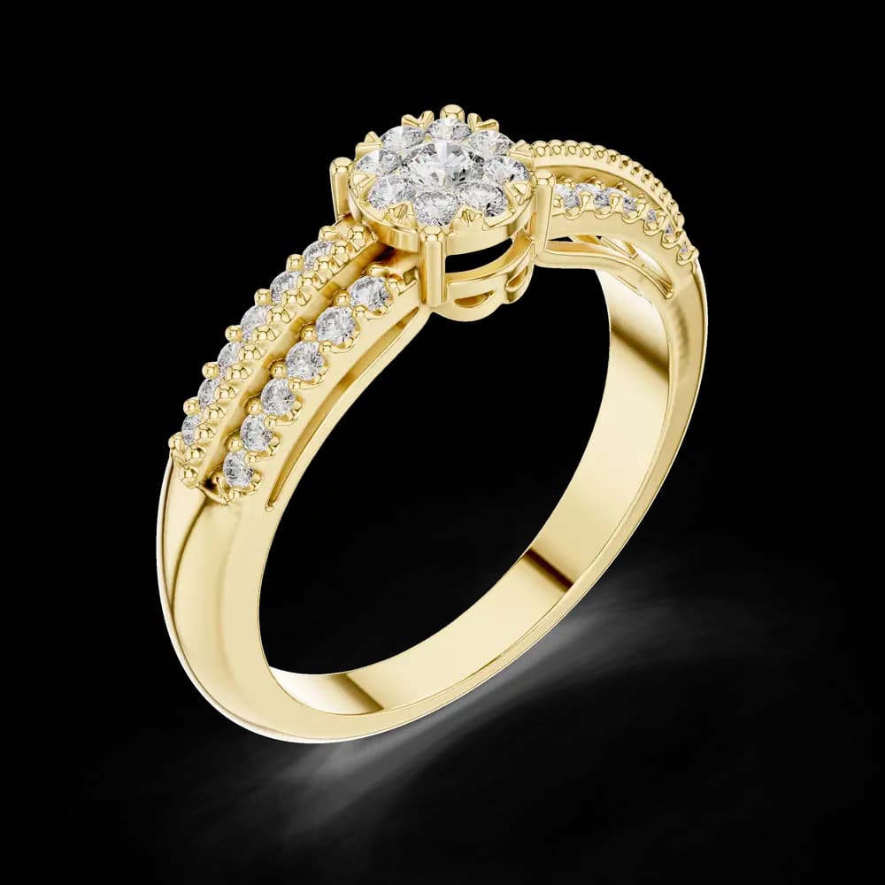 Round Cluster Double Row Lab Grown Diamond Ring - Image 5 Round Cluster Double Row Lab Grown Diamond Ring, view 5 of 6