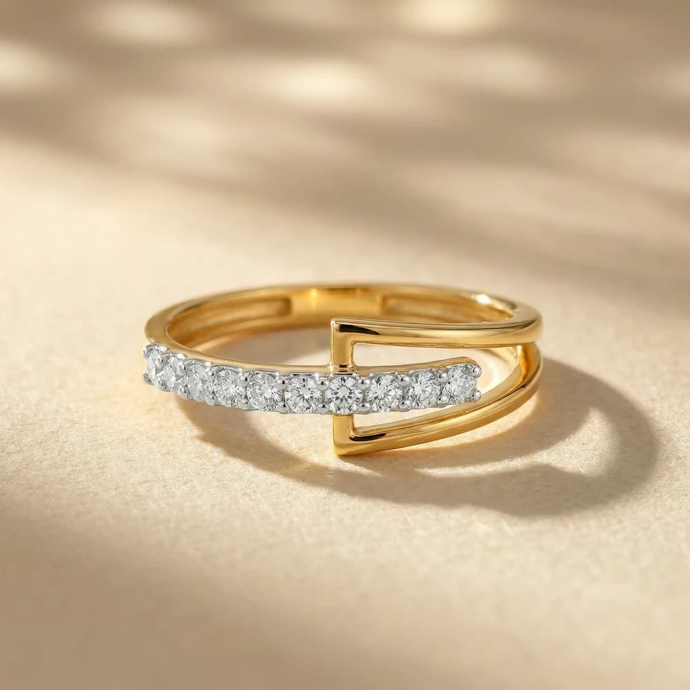 Modern Bypass Wrap Lab Grown Diamond Ring - Image 1 Modern Bypass Wrap Lab Grown Diamond Ring, view 1 of 3