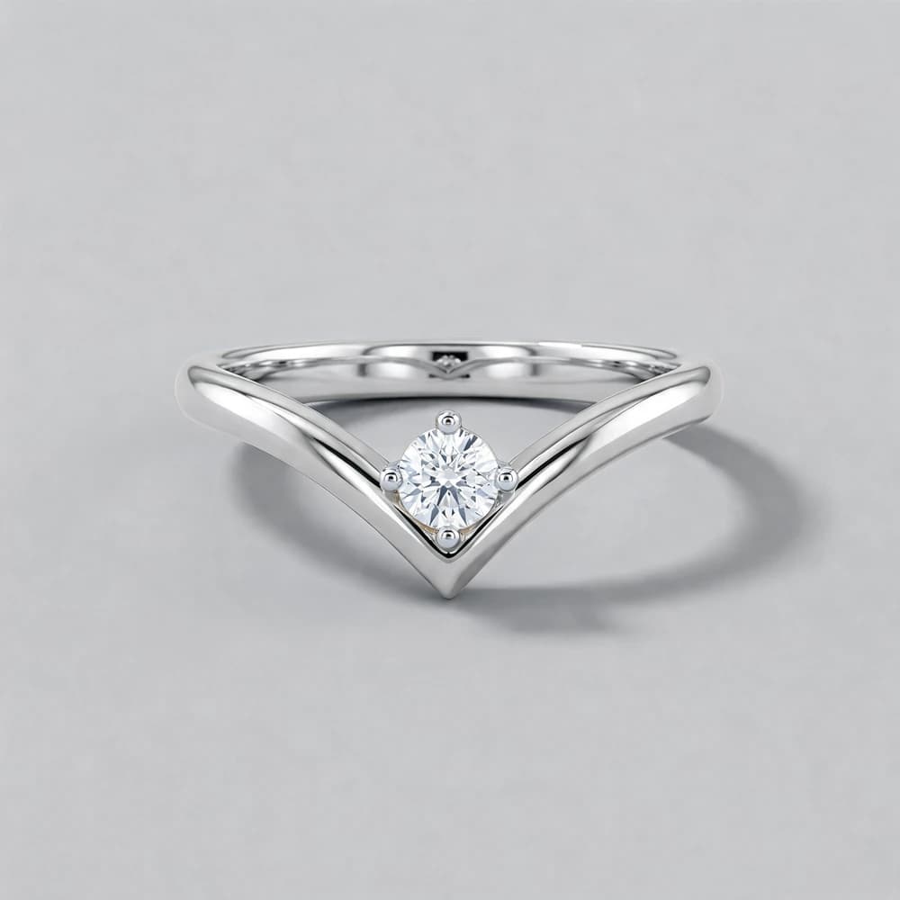 Solitaire V-Shaped Lab Grown Diamond Ring - Image 5 Solitaire V-Shaped Lab Grown Diamond Ring, view 5 of 6