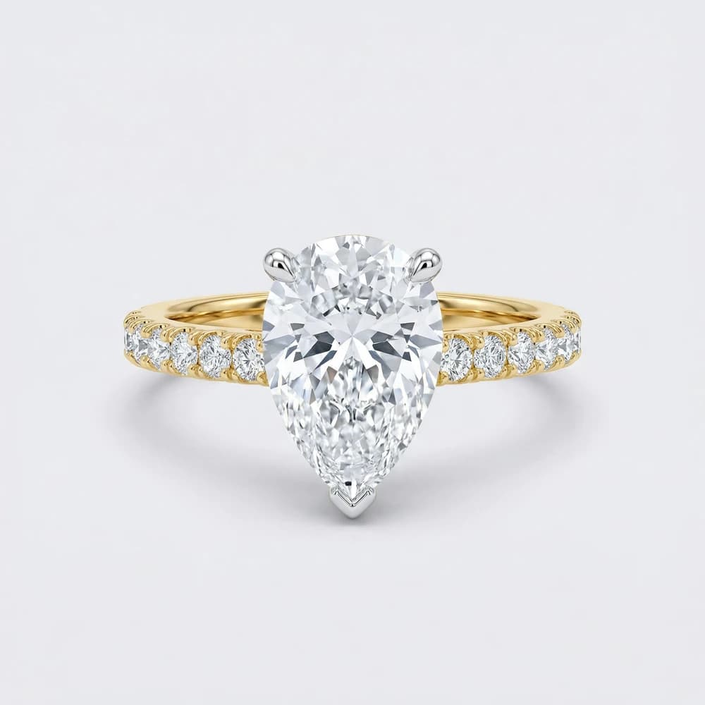 Pear Pave Solitaire Lab Grown Diamond Ring - Image 1 Pear Pave Solitaire Lab Grown Diamond Ring, view 1 of 2