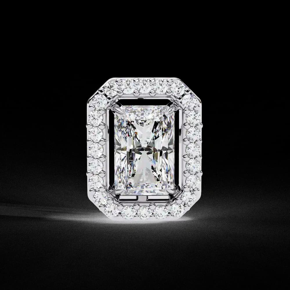 Radiant Cut Halo Lab Grown Diamond Stud Earrings - Image 11 Radiant Cut Halo Lab Grown Diamond Stud Earrings, view 11 of 23