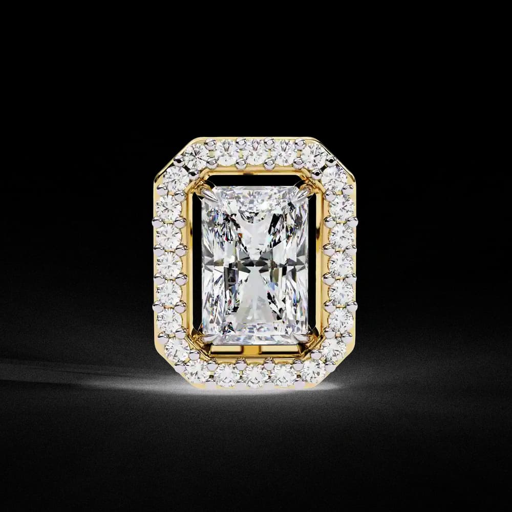 Radiant Cut Halo Lab Grown Diamond Stud Earrings - Image 12 Radiant Cut Halo Lab Grown Diamond Stud Earrings, view 12 of 23