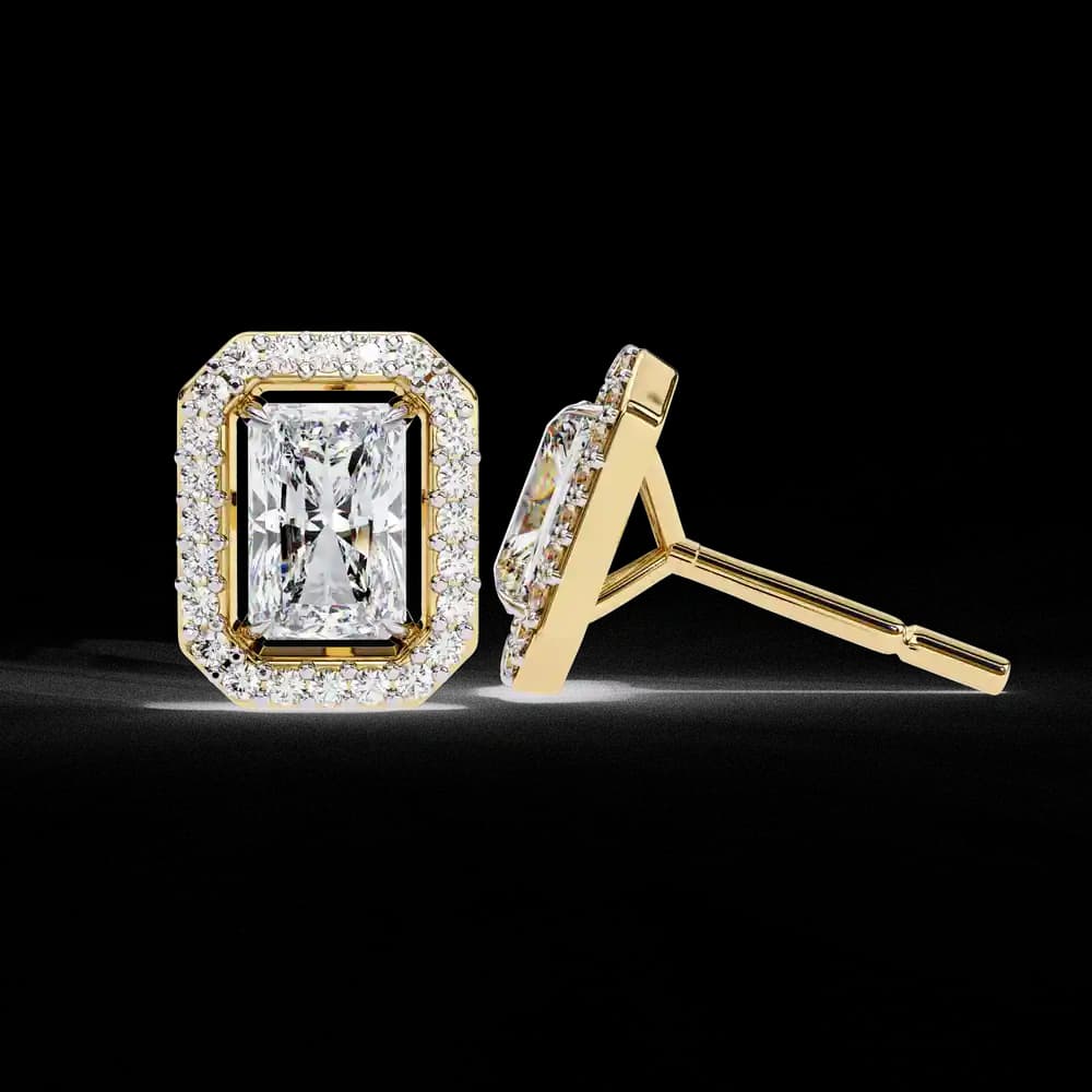 Radiant Cut Halo Lab Grown Diamond Stud Earrings - Image 14 Radiant Cut Halo Lab Grown Diamond Stud Earrings, view 14 of 23